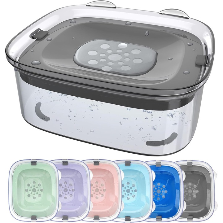 Castroane pentru caini, mare, design transparent, rezistent la scurgeri, usor de curatat, gri