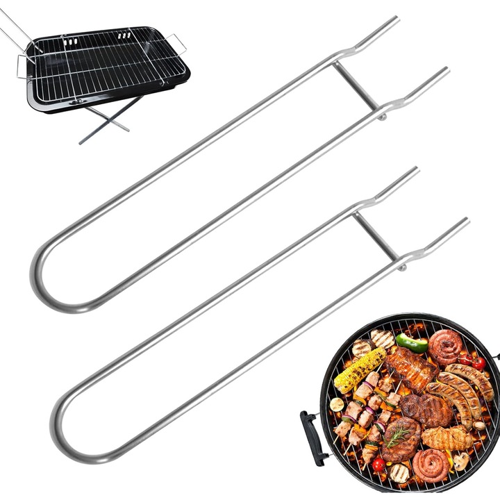 Ustensile gratar, suport pentru gratar, set de 2 piese, din otel inoxidabil, rezistent la caldura