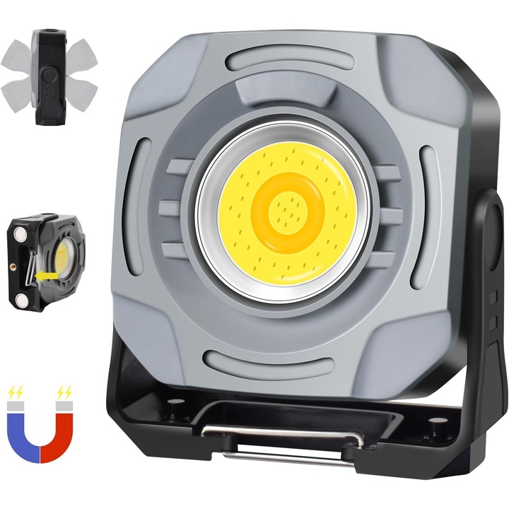 Proiector LED reincarcabil, 1500LM, 7 moduri de iluminare, 4000mAh, dimensiuni 9.4x3.6x10cm, impermeabil IPX4
