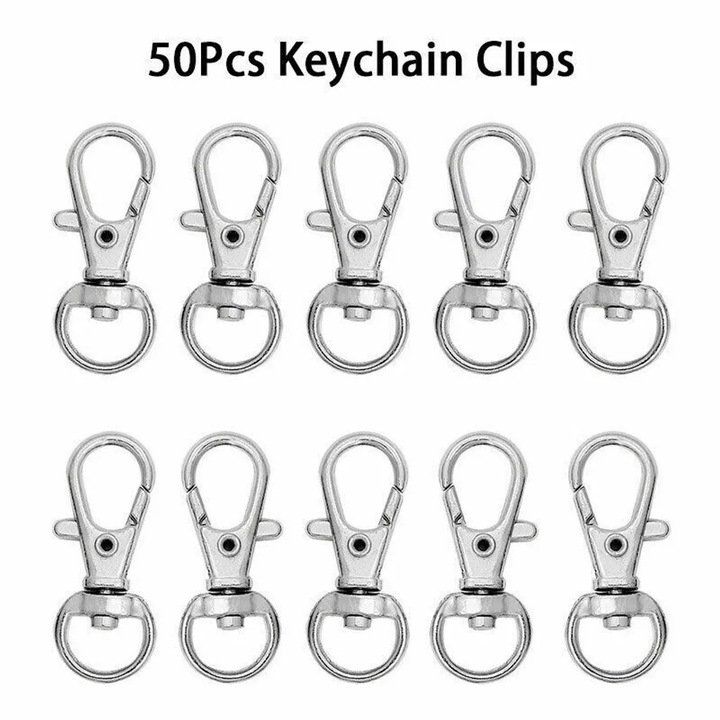 Set 50 brelocuri metalice rotative, 32mm, argintii