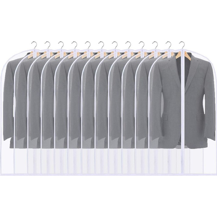 Set 12 saci pentru imbracaminte, 60x100cm, impermeabili, transparenti, reutilizabili