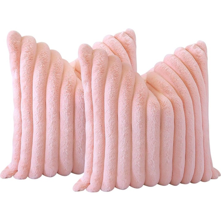 Set de fete de perna, 45x45 cm, cu fermoar, din catifea si blana sintetica, multicolor