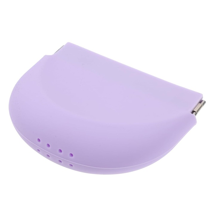 Cutie de transport din silicon pentru proteze dentare, cu inchidere, compacta, usor de purtat