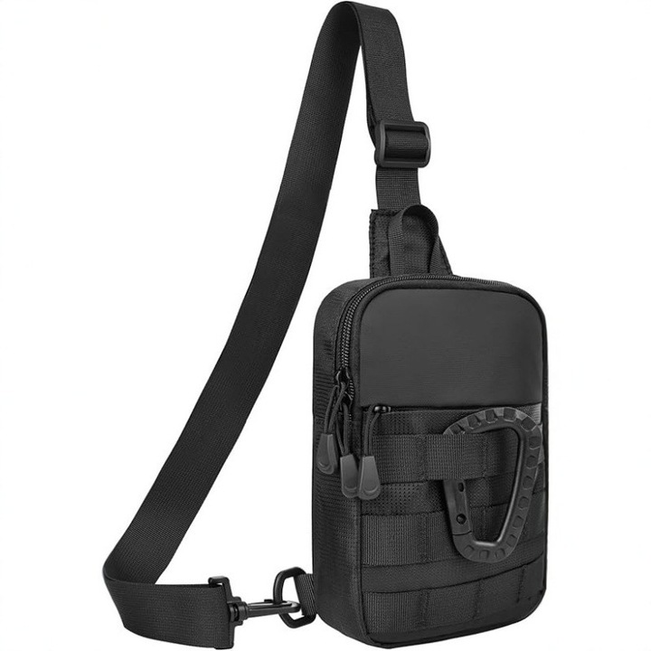 Vízálló nylon válltáska, mini crossbody táska, megfordítható design, kompakt méretek, fekete