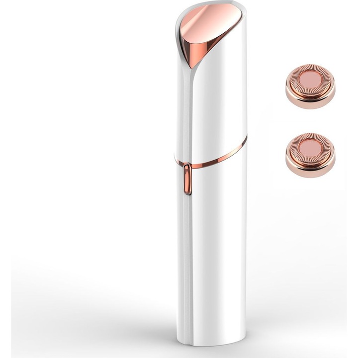 Epilator facial, design elegant, alb, 25x23x110mm, set cu 2 capete de schimb