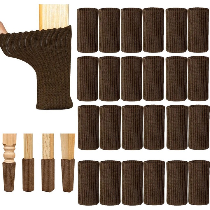 Set 24 huse elastice pentru picioare de scaune, protectie pentru podea, multicolor