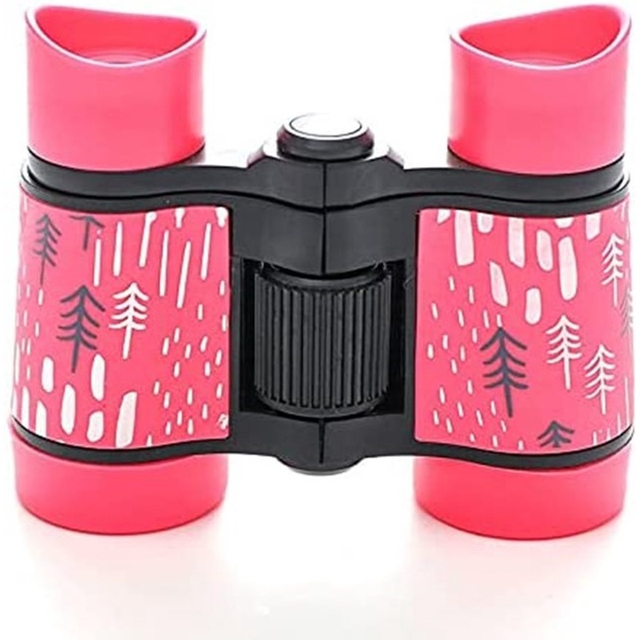 Binoclu pentru copii, 4x30, rezistent la socuri, roz, set cu husa de transport