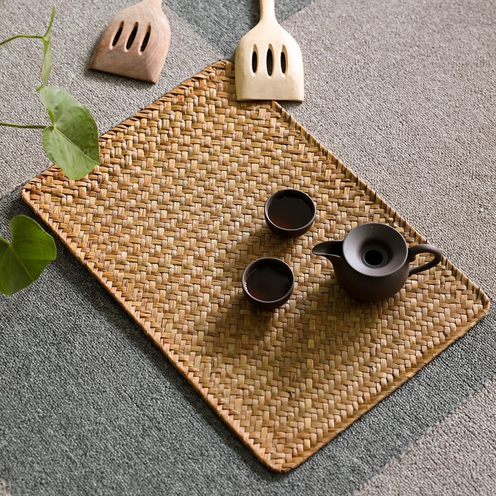 Set de 6 servete din alge naturale si matase, 45x30cm, multicolor