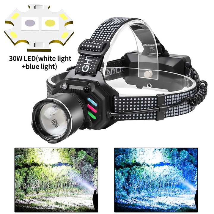 Lanterna LED reincarcabila, 90 grade ajustabila, IPX4 impermeabila, pentru camping si drumetii, 600-800 lumeni