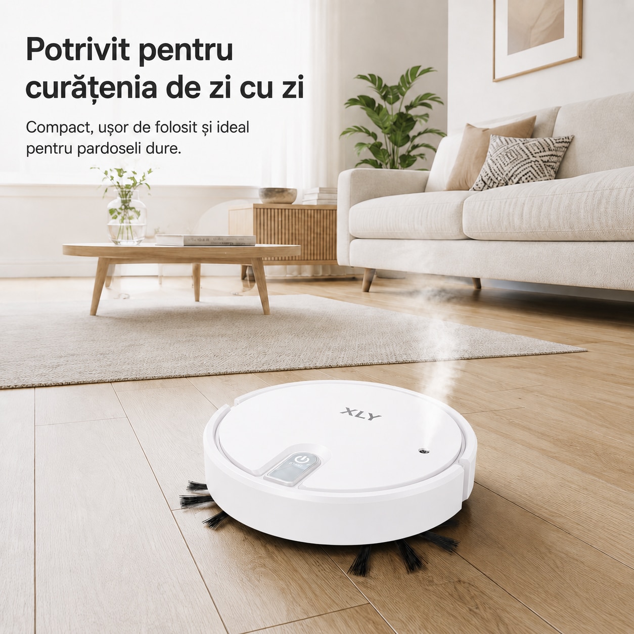 Aspirator robot XLY 5 in 1 2000Pa alb pentru covoare si par de animale