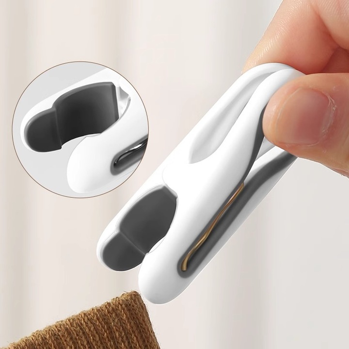 Set 24 cleme pentru rufe din plastic, gri, alb si negru, cu prindere moale, rezistente si durabile