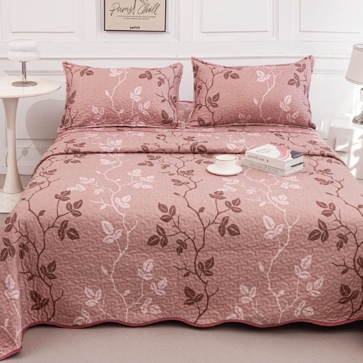 Set cuvertura cu 2 fete de perna, Casa de Vis, matlasata, 220x240cm, 3 piese, Y-303