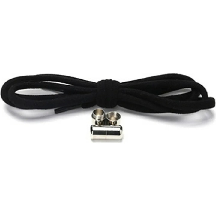 Sireturi elastice cu catarame, set de 4, negru, 105x0.5cm