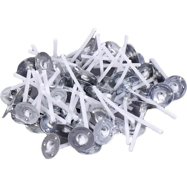 Fitiluri pentru lumanari, 100 bucati, alb, 2.6 cm