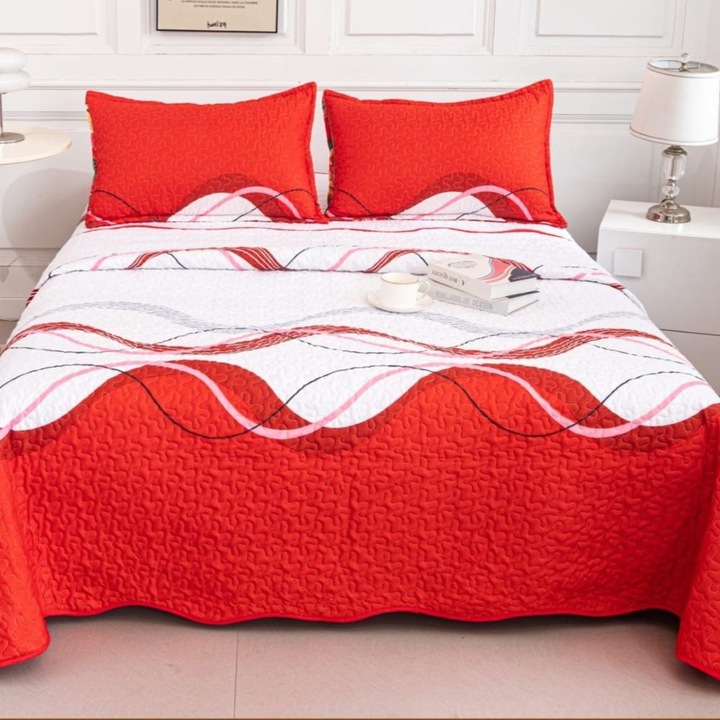 Set cuvertura cu 2 fete de perna, Casa de Vis, matlasata, 220x240cm, 3 piese, Y-305