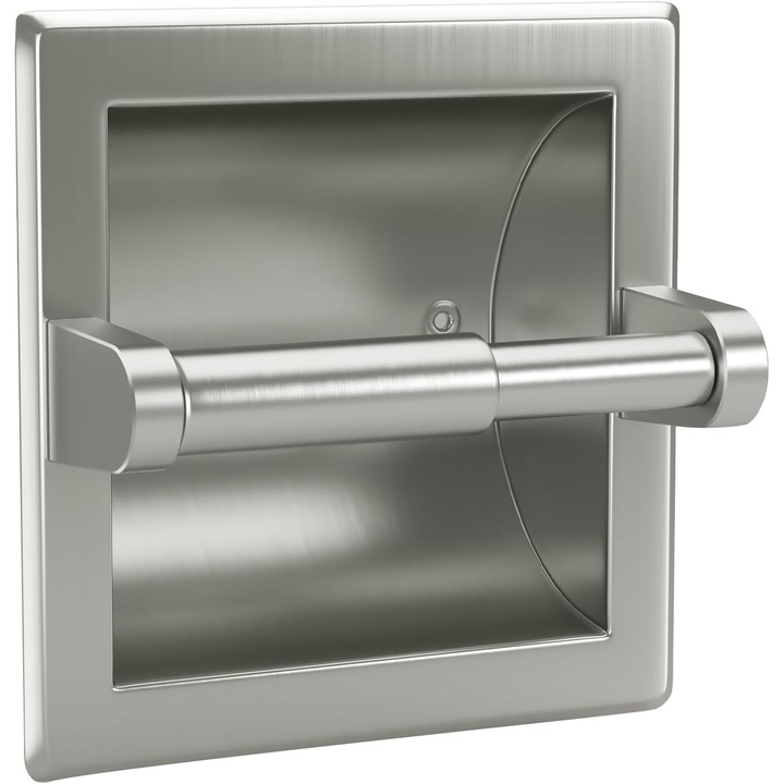 Suport de hartie igienica incorporat, inox, design montat pe perete, finisaj nichel periat, pentru role mari, 6.35x15.24cm