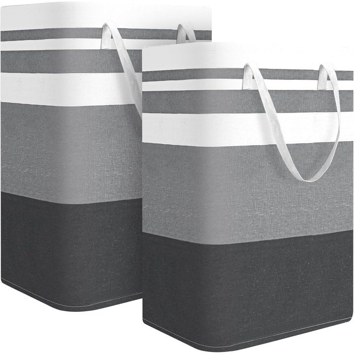 Cosuri pentru rufe, set de 2, capacitate mare, 75 litri, impermeabile, pliabile, 15.7x11.8x24.4 inch, cu manere extinse