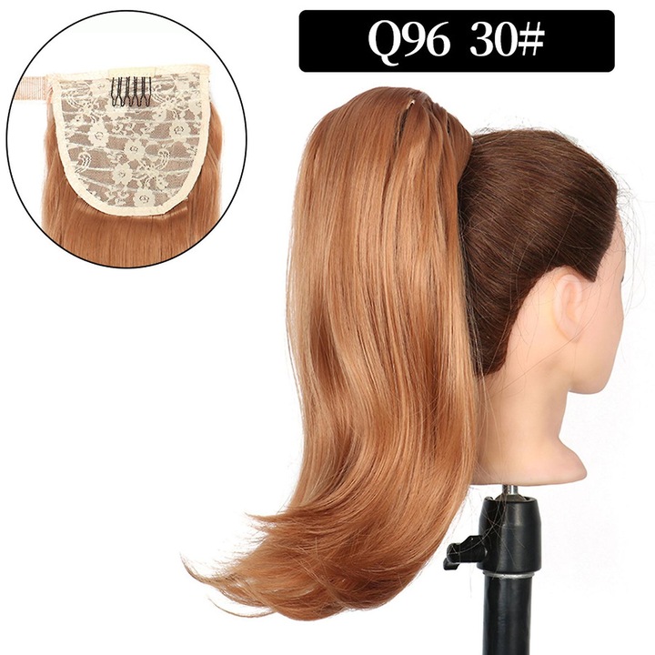 Peruca ponytail, 15-16inch, material sintetic, efect natural, usor de purtat, multicolor