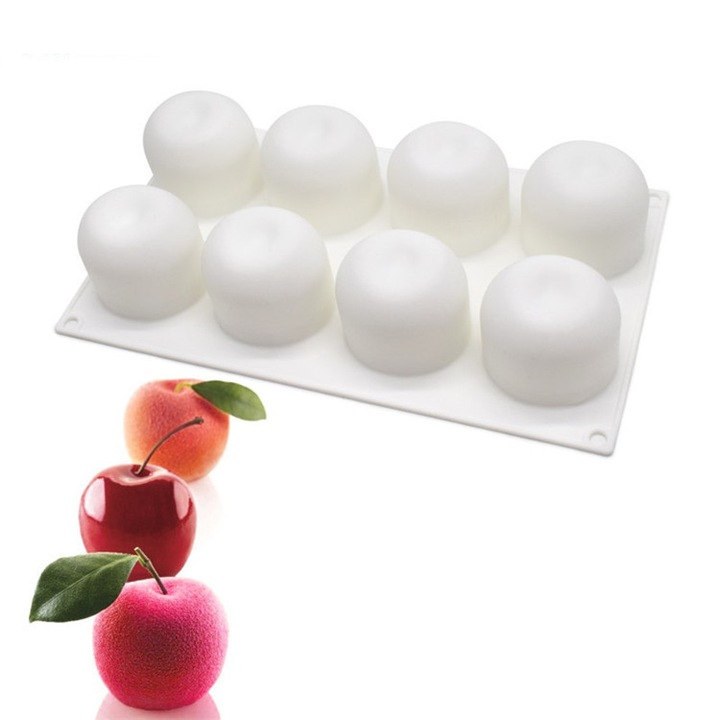 Set 8 forme prajituri din silicon, pentru mousse, torturi si ciocolata, multicolor, rezistente la temperaturi intre -40C si +230C