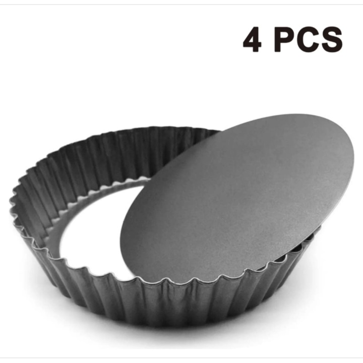 Set 4 forme mini tarte, 12cm, non-stick, pentru prajituri si tarte mici