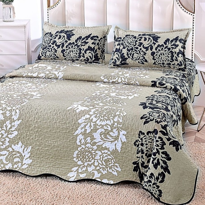 Set cuvertura cu 2 fete de perna, Casa de Vis, matlasata, 220x240cm, 3 piese, Y-311