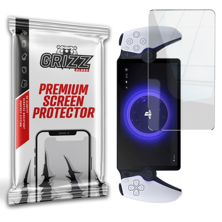 Folie sticla securizata GrizzGlass HybridGlass compatibila cu PlayStation Portal, Transparent