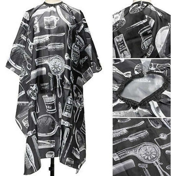 Pelerina de coafura, model cu foarfece si perie, 60x98cm, multicolor, 1 bucata