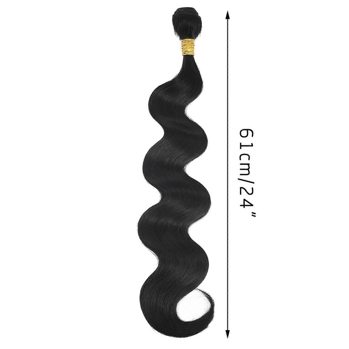 Peruca ondulata din fibra chimica, 70g, neagra, 16/18/20/24 inch