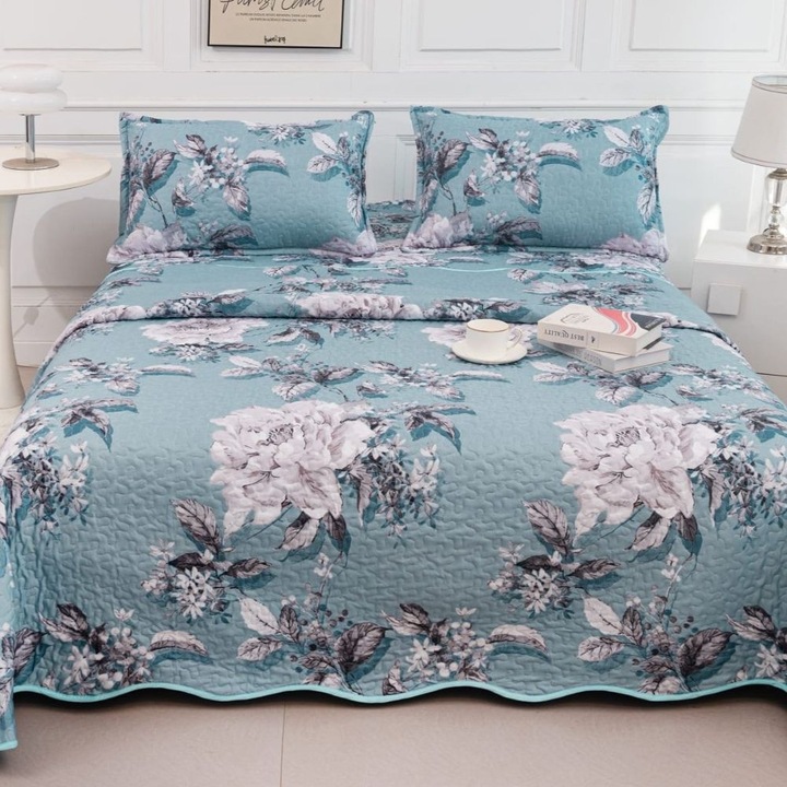 Set cuvertura cu 2 fete de perna, Casa de Vis, matlasata, 220x240cm, 3 piese, Y-313