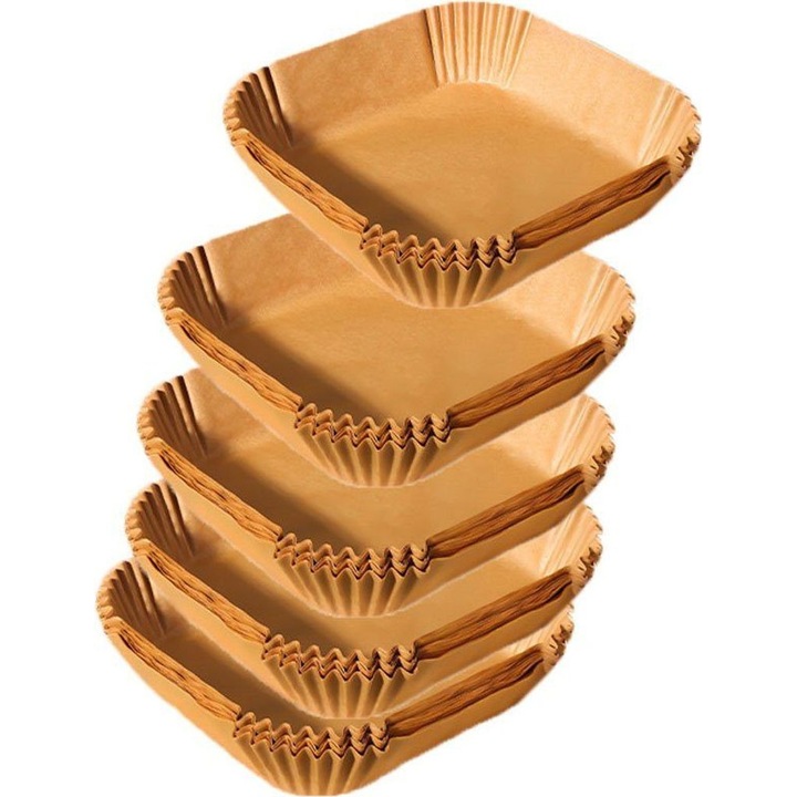 Folie de copt pentru friteuza cu aer, 100 foi, rezistenta la ulei, impermeabila, 4.5cm