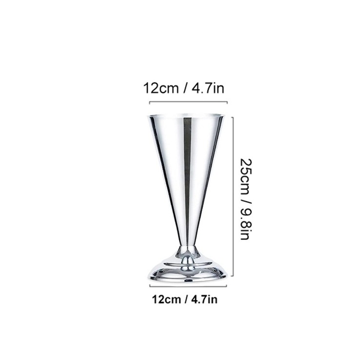 Vaza metalica decorativa pentru nunta, set 1 bucata, argintie, 12x25cm