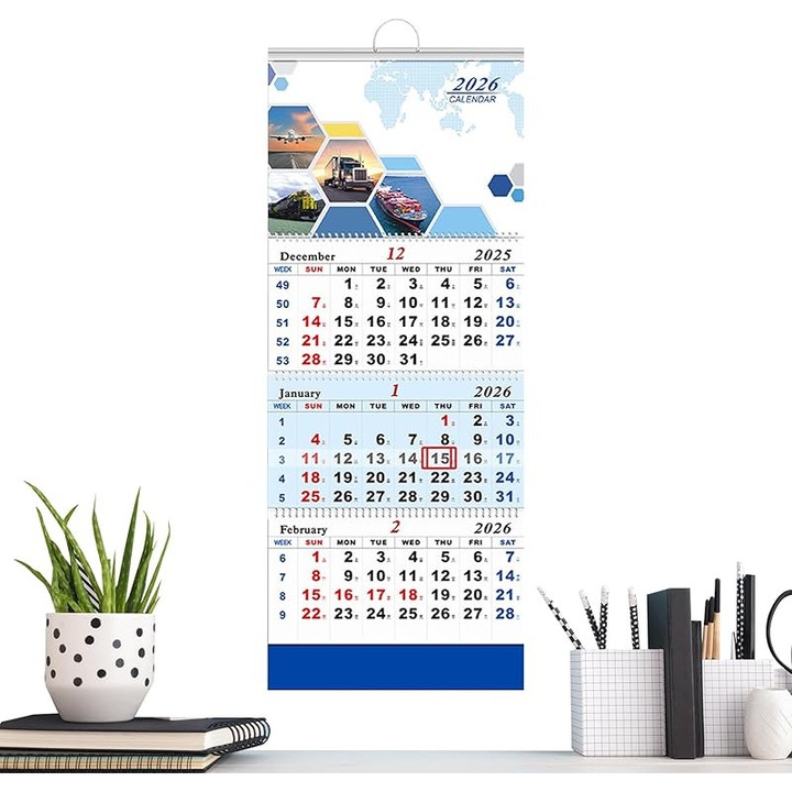 Calendar 2026, agenda cu planificare lunara, design practic, detalii zile, 30x45cm