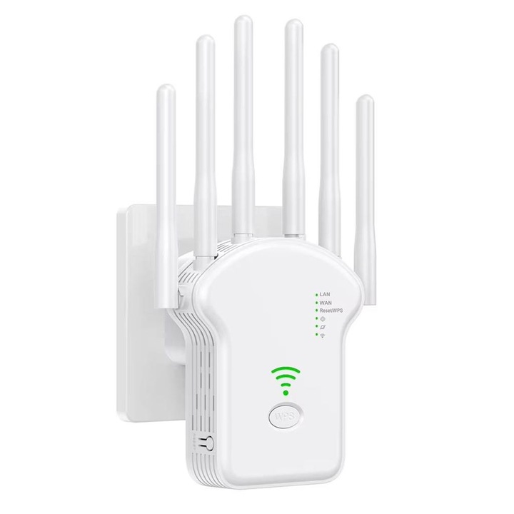 Kétsávos Wi-Fi bővítő, jelerősítő, 10,000 négyzetláb, 2 Ethernet port, fehér