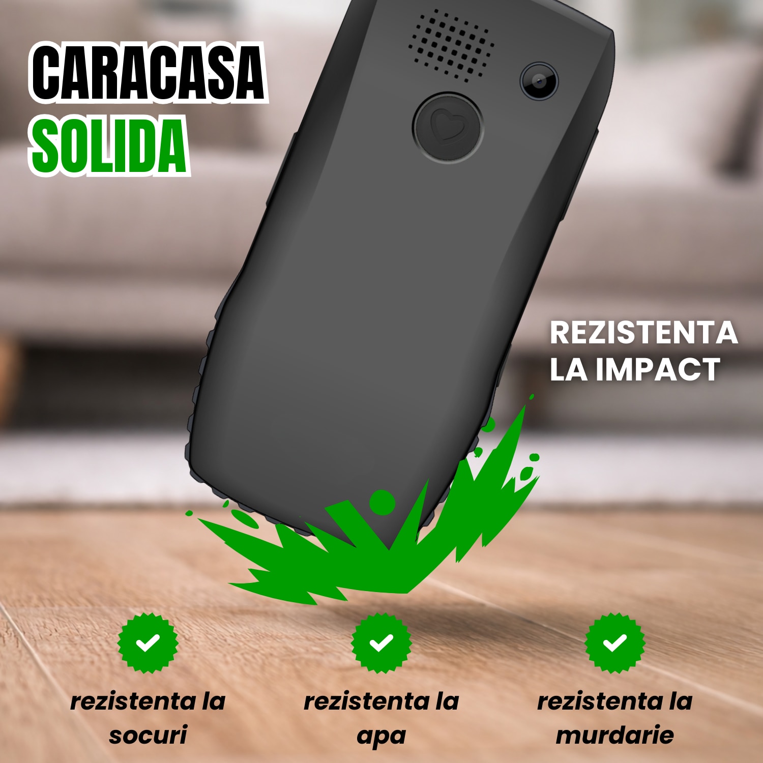 Telefon Mobil WIRSEN 1 pentru Seniori 4G, Buton SOS, Butoane Mari, USB-C, Baterie 1400 mAh