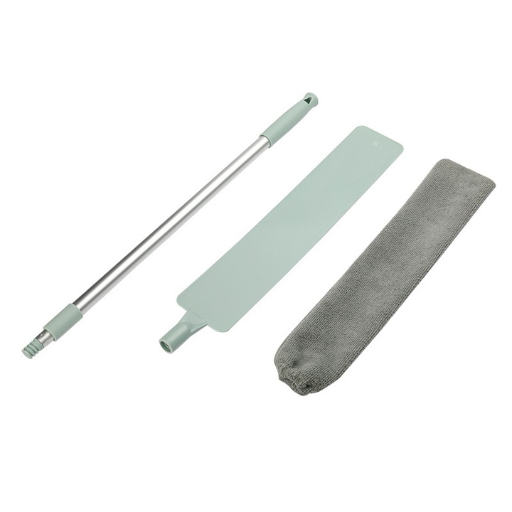 Mop de praf cu maner lung, 2 huse din microfibra, flexibil, 8x100cm