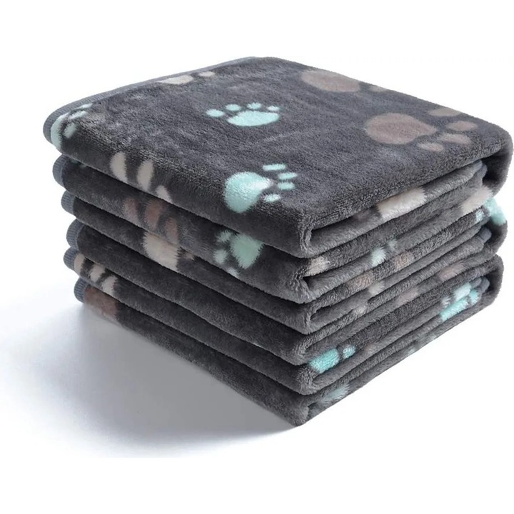 Set 3 paturi pentru animale, 60x40cm, fleece dublu fata, modele variate, pentru caini si pisici