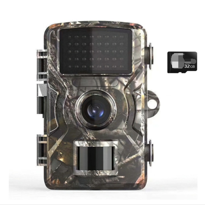 Camera de supraveghere pentru animale, 16MP, 2.7K, senzor de miscare, viziune nocturna, impermeabil IP66, set cu card SD de 32GB