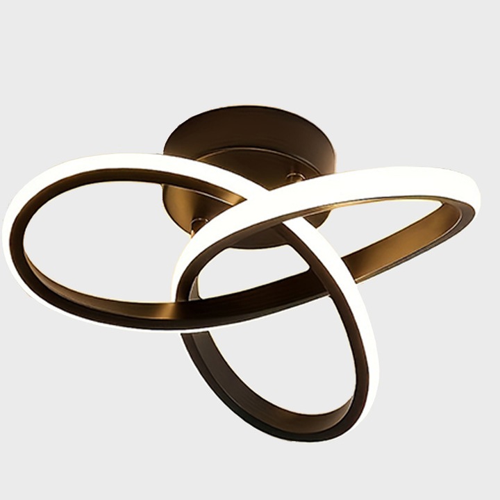 Plafoniera LED moderna, design curbat, 25cm, economisire energie, neagra