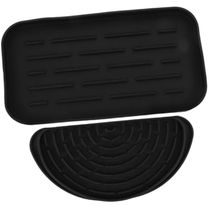 Set suport pentru dozator de apa si frigider, mata neagra, drenabila si antiderapanta