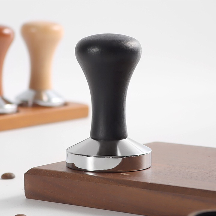 Tamper espresso solid, accesoriu barista, 51mm, negru, set.
