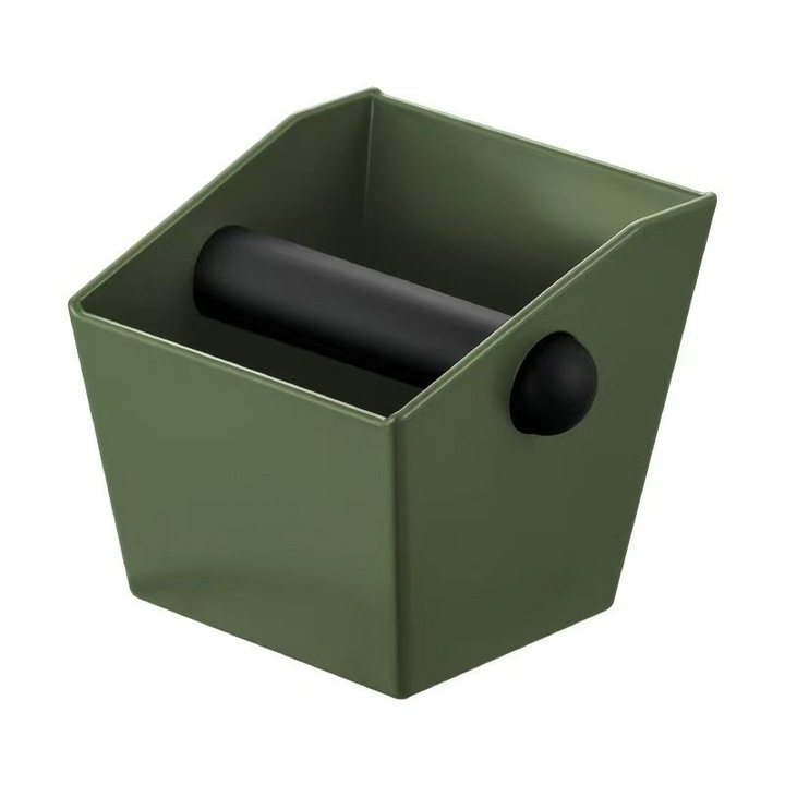 Container pentru zat de cafea, verde, dimensiuni ideale pentru aparate de cafea semi-automate, capacitate mare.