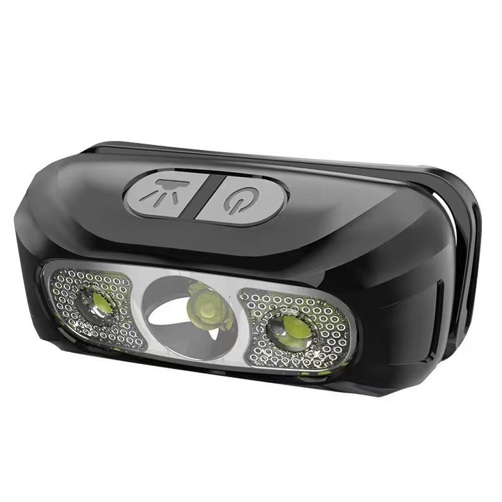 Lanterna reincarcabila 300 lumeni, design usor, impermeabil IPX4, pentru alergare si camping, neagra