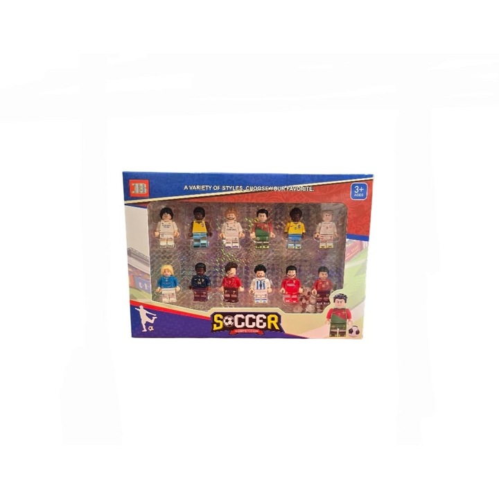 Set 12 figurine fotbaliști MASHASHOP, multicolor, 5 cm