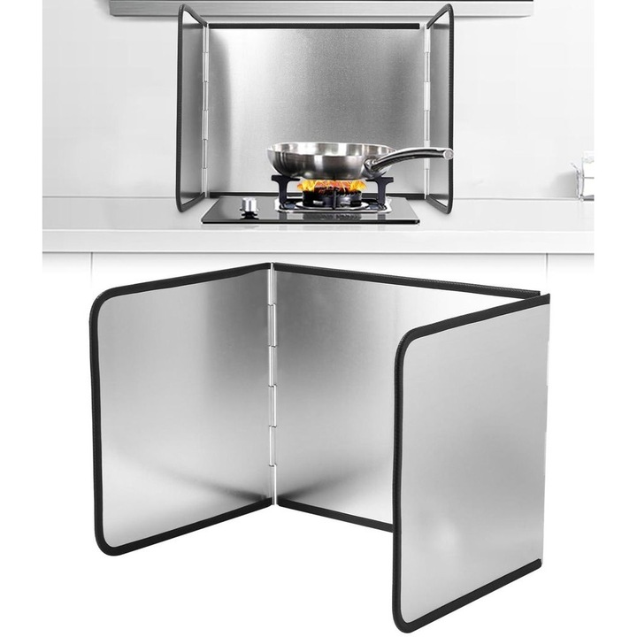 Protectie pentru perete de bucatarie, 40x30x30.5 cm, din otel galvanizat, pliabil, rezistent la apa si ulei