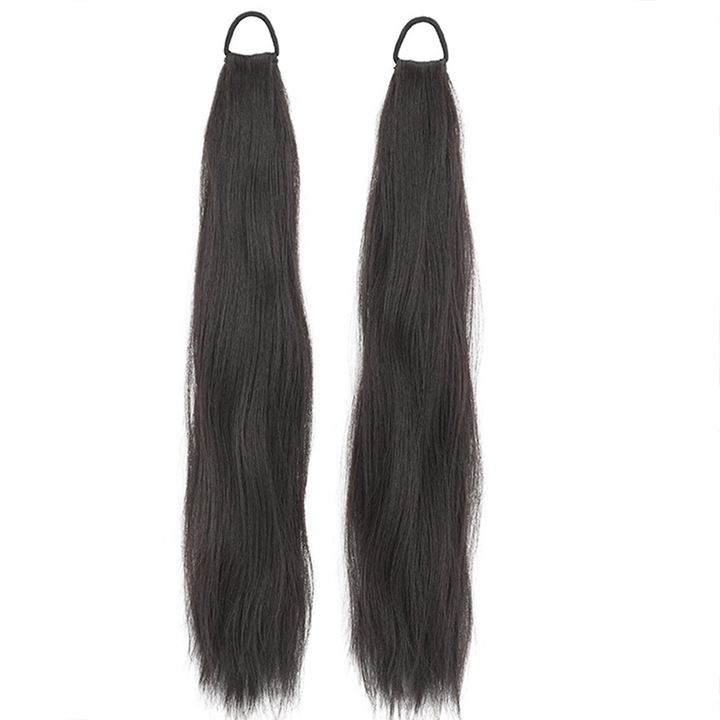 Par sintetic lung drept, coada de cal, 50cm, usor, multicolor, set 1 bucata