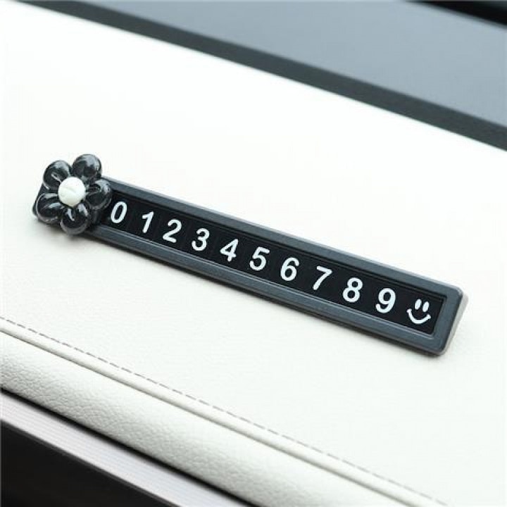 Suport auto pentru numere de parcare temporare, design retro, negru, compact
