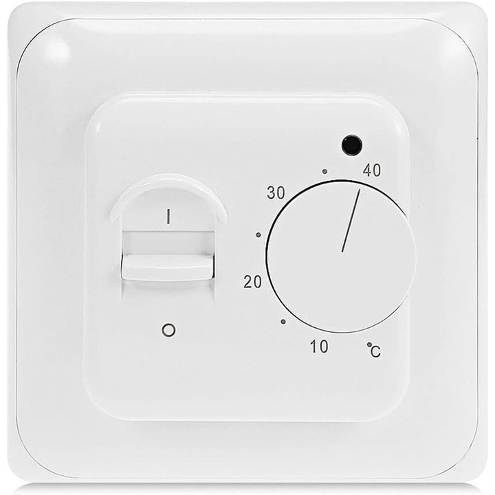 Kézi termosztát padlófűtéshez, 230V, 16A, beépített érzékelő, 5-40C, IP20