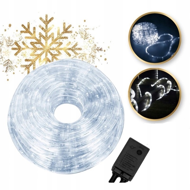 Sir LED Eldor 30m, alb rece, 8 moduri de iluminare, IP44