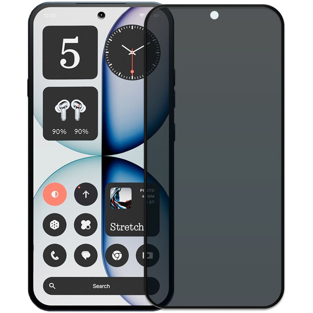 Folie din sticla securizata pentru Nothing Phone (4a), HAMSTERBOX Privacy Shield, Protectie completa ecran, Full face, Aplicare rapida, Case Friendly, Negru