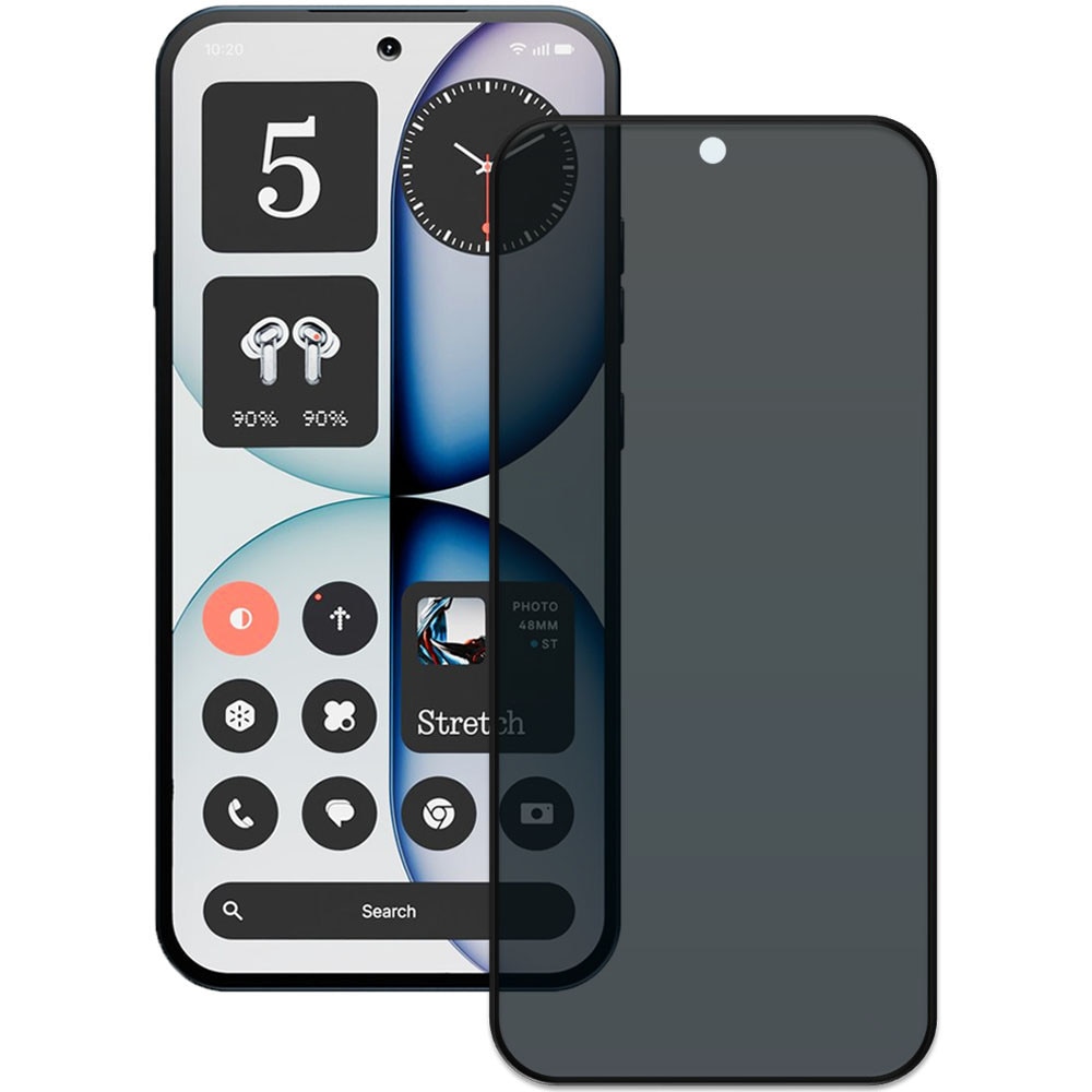 Folie din sticla securizata pentru Nothing Phone (4a), HAMSTERBOX Privacy Shield, Protectie completa ecran, Full face, Aplicare rapida, Case Friendly, Negru